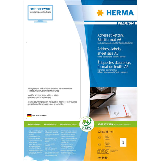 800 HERMA Adressetiketten 8689 weiß