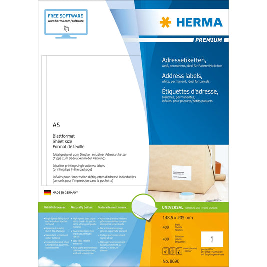 400 HERMA Etiketten 8690 weiß