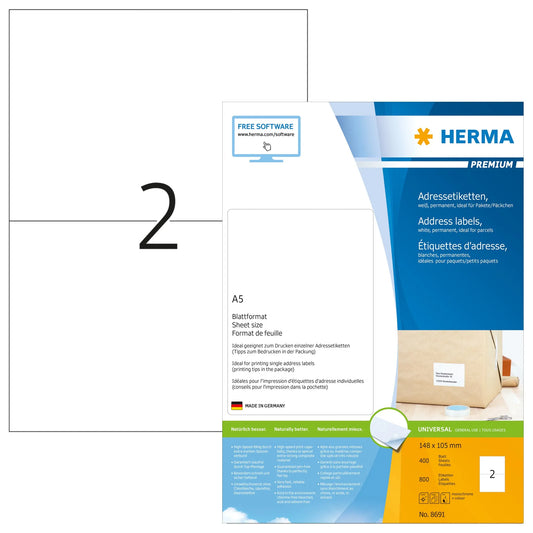 800 HERMA Adressetiketten 8691 weiß