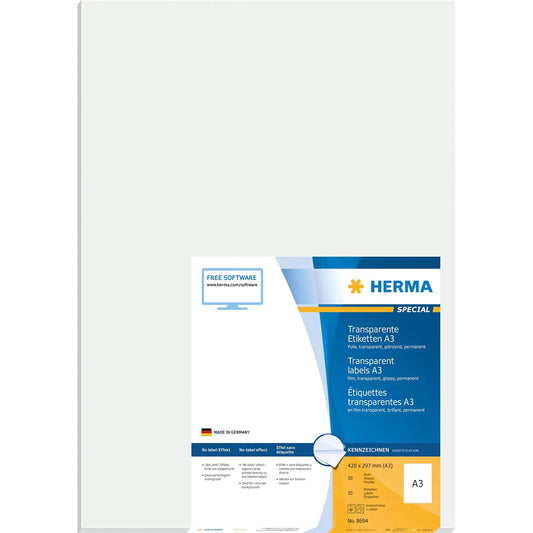 50 HERMA Folienetiketten 8694 transparent