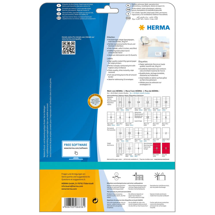 525 HERMA Adressetiketten 8838 weiß