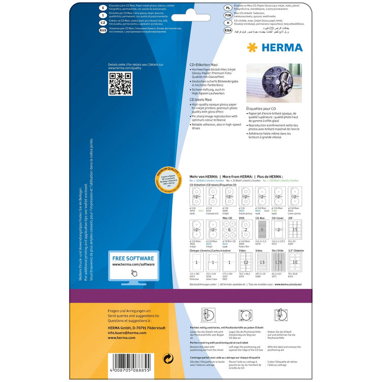 20 HERMA CD-Etiketten 8885 weiß