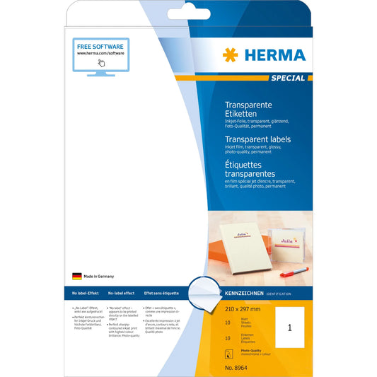 10 HERMA Folienetiketten 8964 transparent