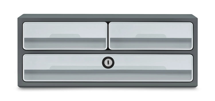 cep Schubladenbox MoovUp mit Schloss lichtgrau 1091216361, DIN A4 quer, DIN A5 quer mit 3 Schubladen