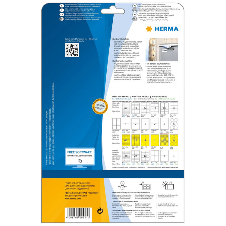 480 HERMA Folien-Kraftklebe-Etiketten 9531 weiß