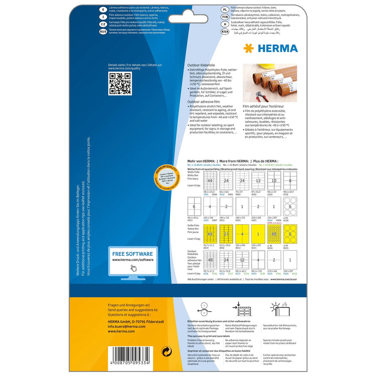 120 HERMA Folien-Kraftklebe-Etiketten 9533 weiß