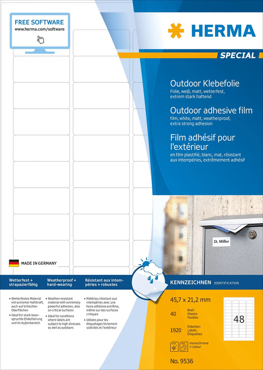 1.920 HERMA Folien-Kraftklebe-Etiketten 9536 weiß