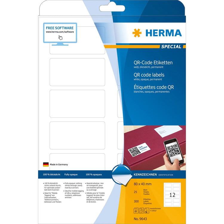 300 HERMA QR-Code-Etiketten 9643 weiß