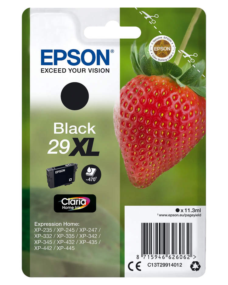 EPSON 29XL / T2991XL schwarz Tintenpatrone Erdbeere