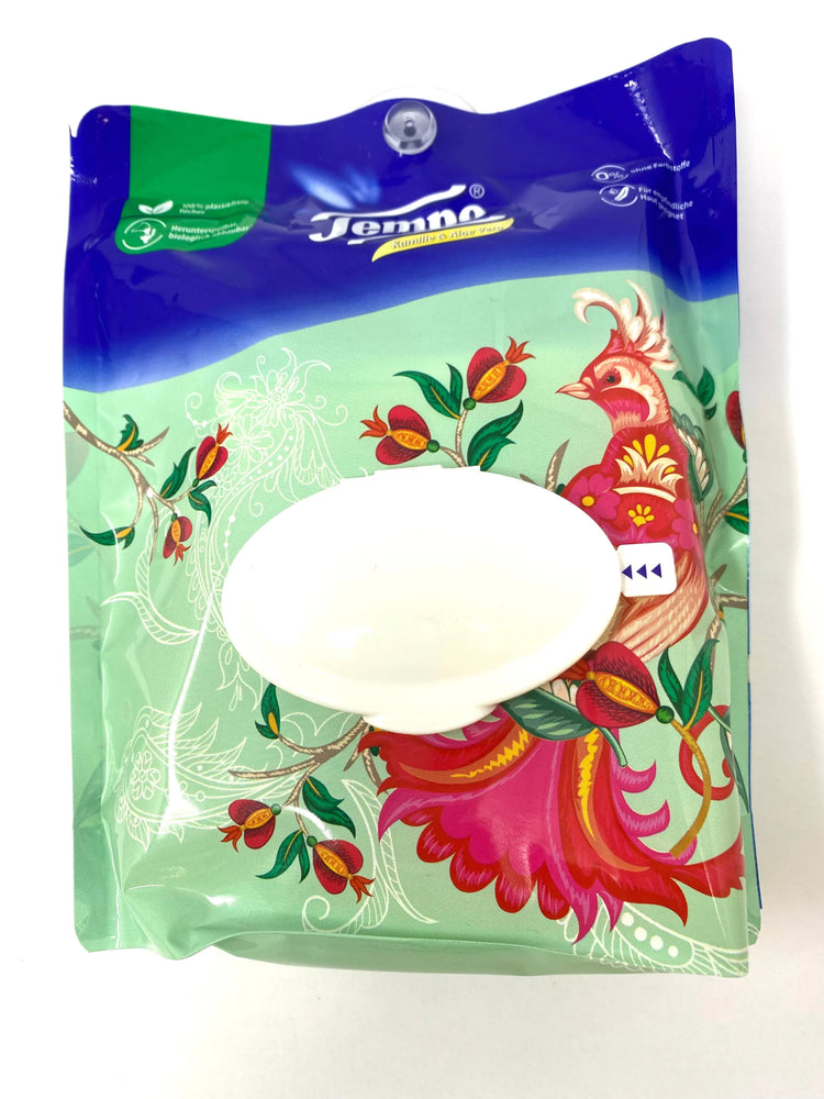 Tempo Feuchttücher Kamille & Aloe Vera 40 Tücher mit Saugnapf verschiedene Motive