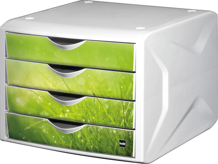 helit Schubladenbox the chameleon grün DIN A4 mit 4 Schubladen