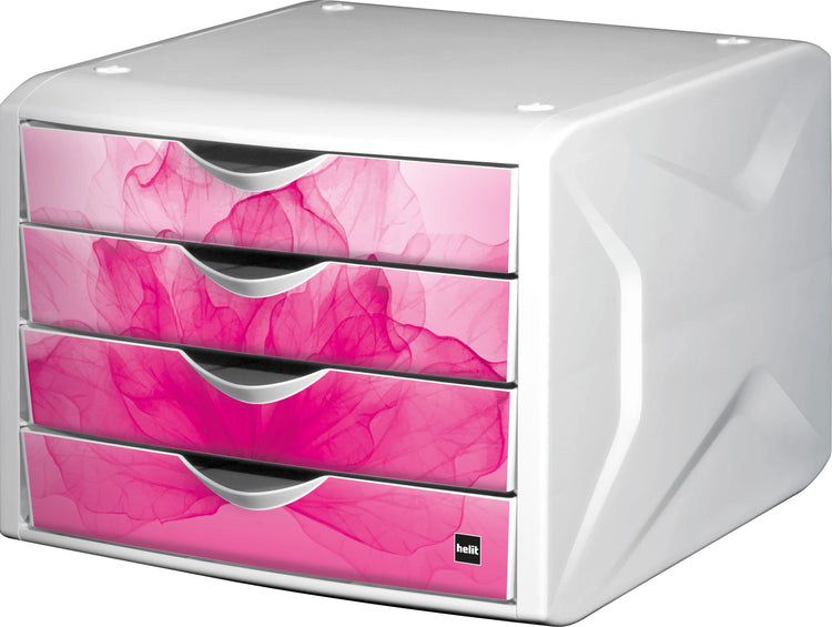helit Schubladenbox the chameleon himbeer DIN A4 mit 4 Schubladen