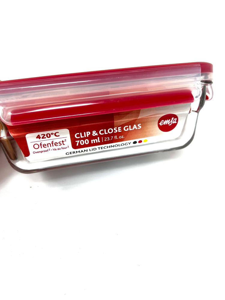 emsa Frischhaltedose CLIP & CLOSE 6,8 cm hoch transparent 0,7 l Glas