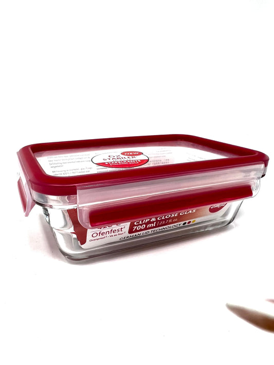 emsa Frischhaltedose CLIP & CLOSE 6,8 cm hoch transparent 0,7 l Glas