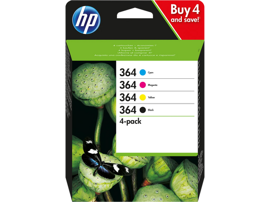 4 HP 364 (N9J73AE) schwarz, cyan, magenta, gelb Tintenpatronen