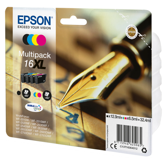 4 EPSON 16XL / T1636XL schwarz, cyan, magenta, gelb Tintenpatronen