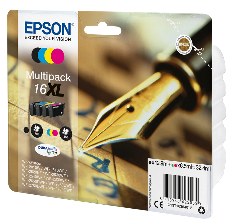 4 EPSON 16XL / T1636XL schwarz, cyan, magenta, gelb Tintenpatronen