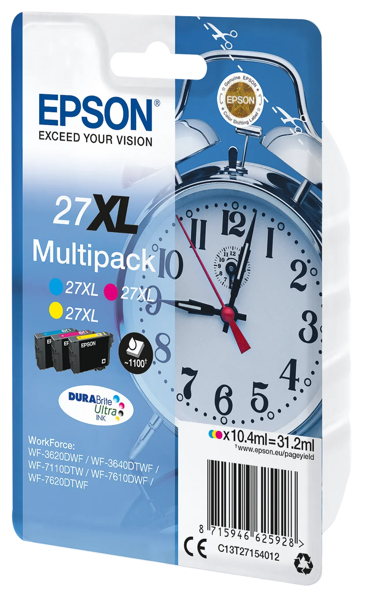 3 EPSON 27XL / T2715XL cyan, magenta, gelb Tintenpatronen