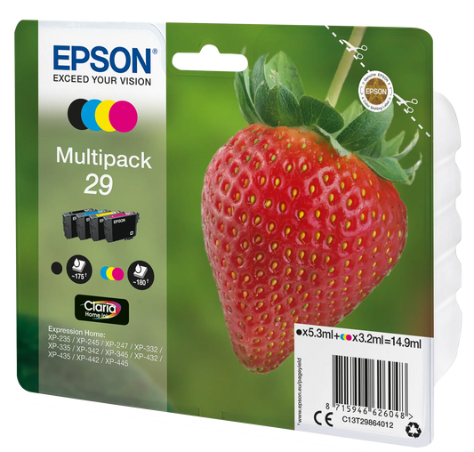 EPSON 29 / T2986 Erdbeere, schwarz cyan magenta gelb Tintenpatronen