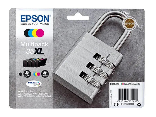 4 EPSON 35XL / T3596XL schwarz, cyan, magenta, gelb Tintenpatronen