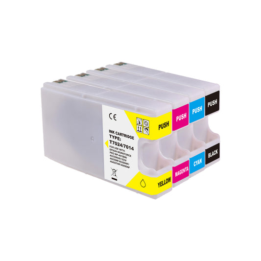 Wechselfaul 4er Druckerpatronen Set – Ersatz für Epson T7011 T7012 T7013 T7014 – kompatibel für Pro WP-Serie