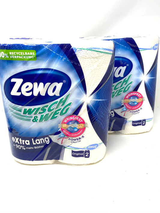 Zewa Küchenrollen WISCH&WEG eXtra Lang Original 2-lagig 2x 2 Rollen, 90% mehr Blätter