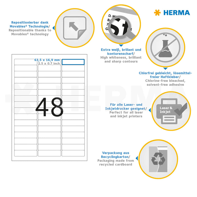1.200 HERMA Etiketten 10005 weiß