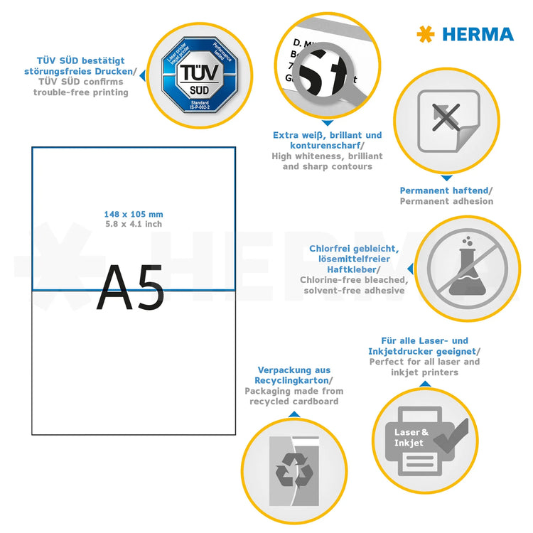 800 HERMA Adressetiketten 8691 weiß