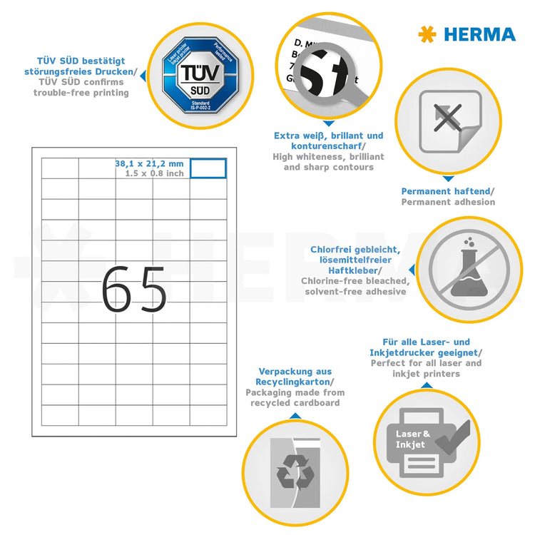1.625 HERMA Adressetiketten 4504 weiß