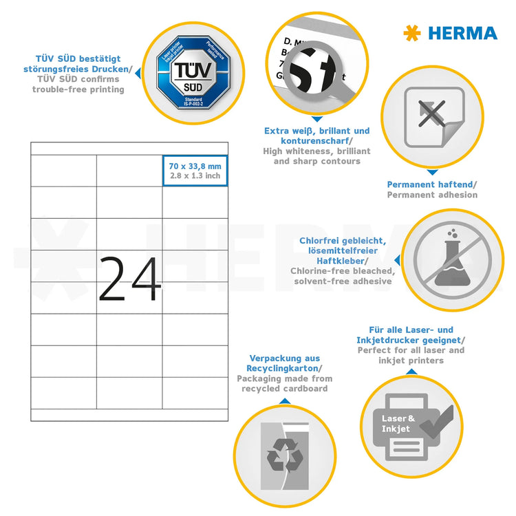 2.400 HERMA Etiketten 4263 weiß