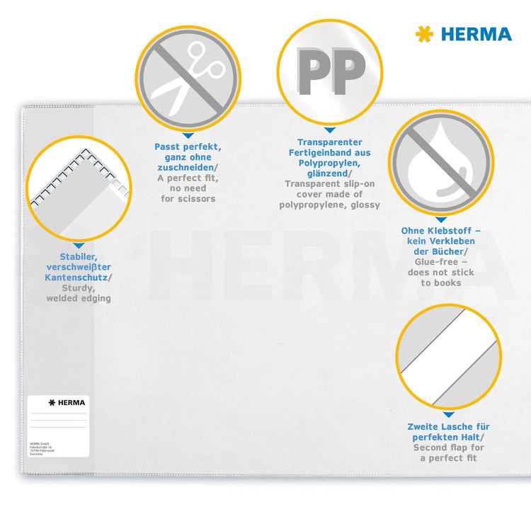 10 HERMA Buchumschläge BASIC transparent (54,0 x 26,5 cm)