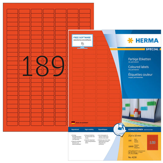 18.900 HERMA Etiketten 4238 rot