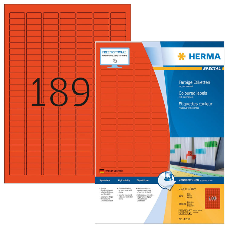 18.900 HERMA Etiketten 4238 rot