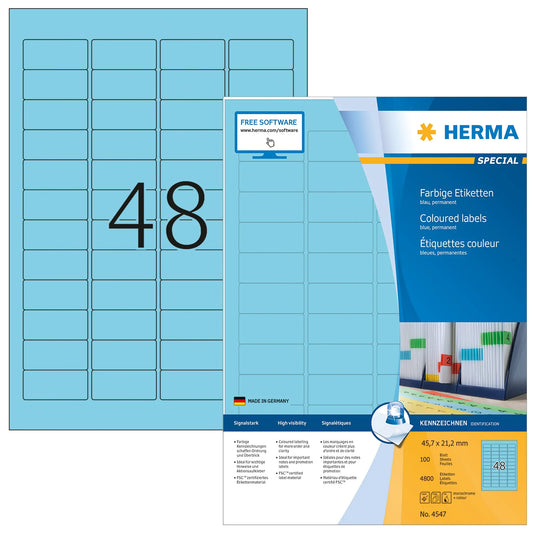 4.800 HERMA Etiketten 4547 blau
