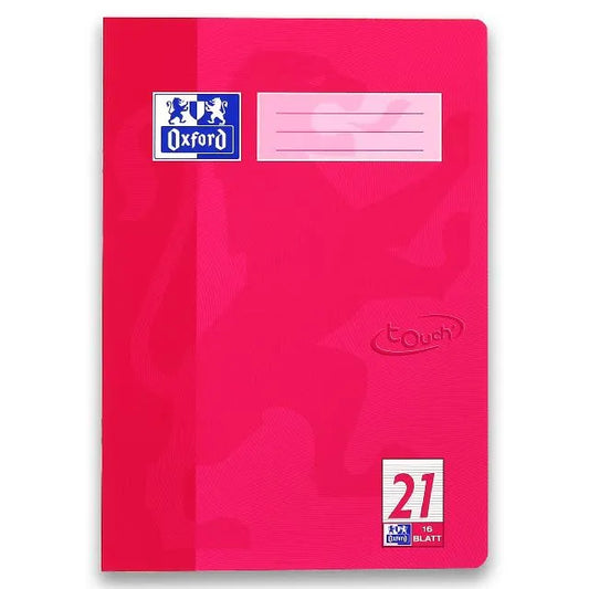 OXFORD Schulheft Touch Lineatur 21 liniert ohne Rand, A4, fuchsia, Sie erhalten 3 Hefte