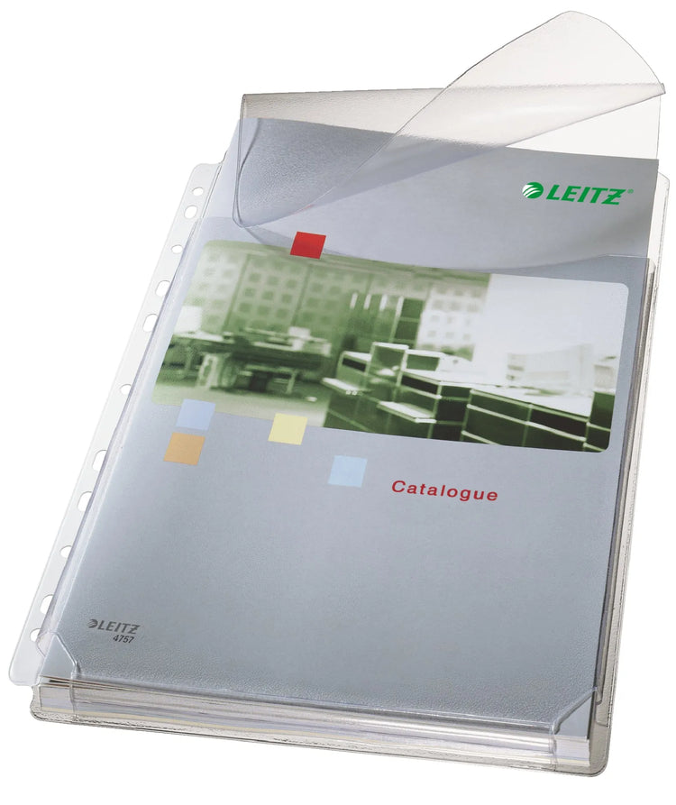 5 LEITZ Prospekthüllen DIN A4 transparent genarbt 0,17 mm