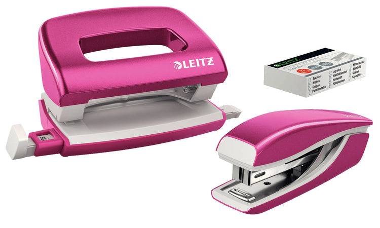 LEITZ Locher und Heftgeräte Set NeXXt WOW pink-metallic