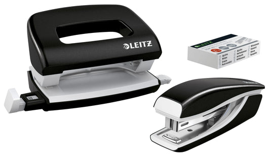 LEITZ Locher und Heftgeräte Set NeXXt WOW schwarz-metallic