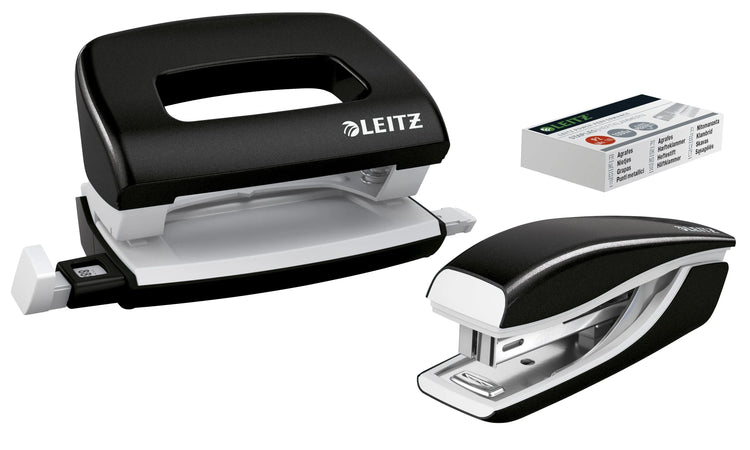 LEITZ Locher und Heftgeräte Set NeXXt WOW schwarz-metallic