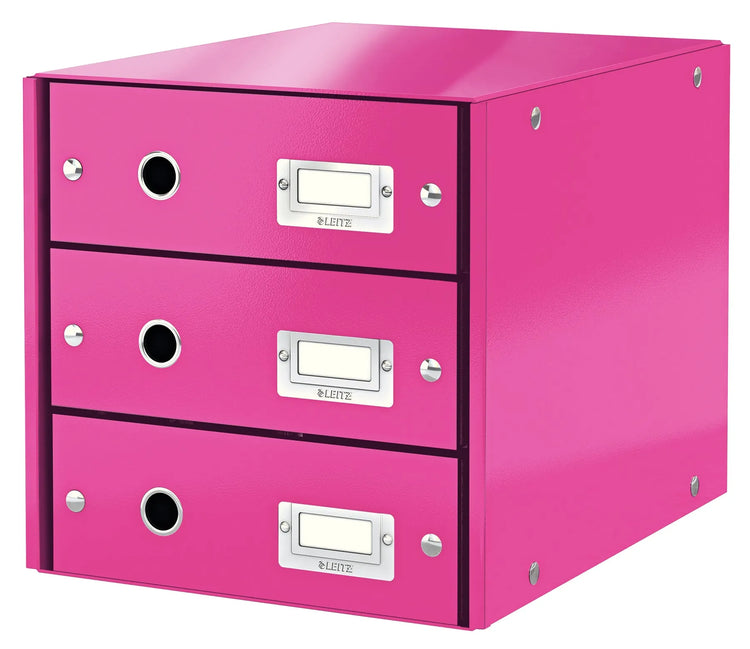 LEITZ Schubladenbox Click & Store pink DIN A4 mit 3 Schubladen