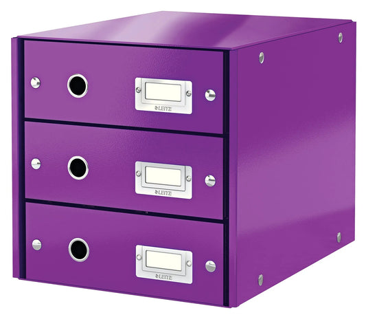 LEITZ Schubladenbox Click & Store violett DIN A4 mit 3 Schubladen