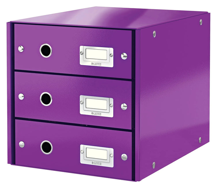 LEITZ Schubladenbox Click & Store violett DIN A4 mit 3 Schubladen
