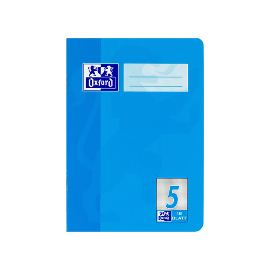 OXFORD Schulheft Lineatur 5 kariert ohne Rand, A5, blau, Sie erhalten 3 Hefte