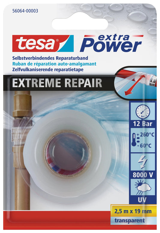 tesa extra Power Extreme Repair Gewebeband transparent 19,0 mm x 2,5 m 1 Rolle