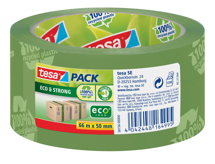 tesa Packband tesapack® Eco & Strong 100% recycled plastic grün 50,0 mm x 66,0 m 1 Rolle