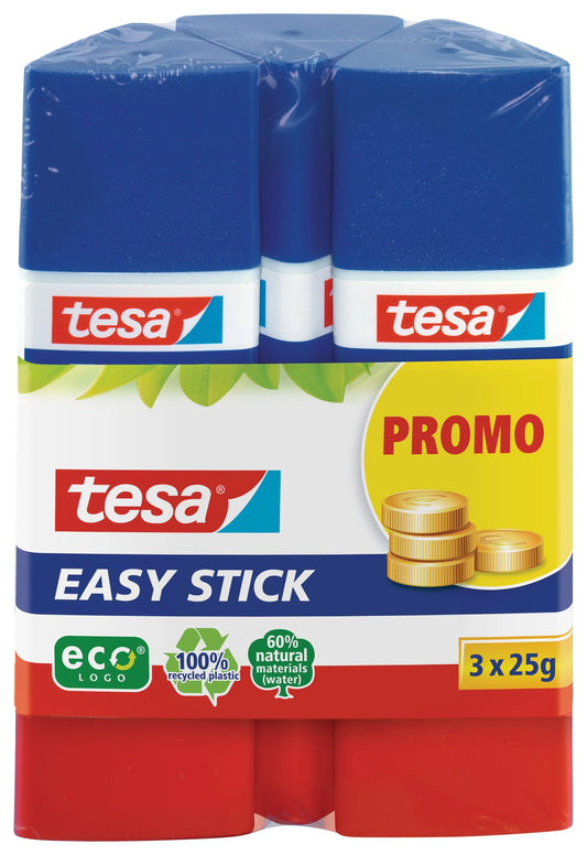 2 + 1 GRATIS: 2 tesa EASY STICK ecoLOGO Klebestifte 25,0 g + GRATIS 1 Klebestift EASY STICK, 25 g