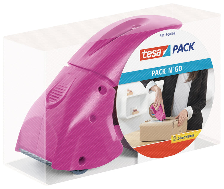 tesa Packbandabroller PACK'N'GO pink