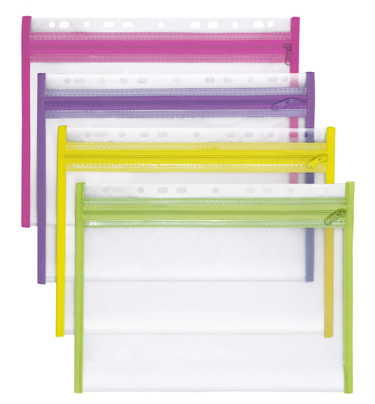 4 VELOFLEX Reißverschlussbeutel XS A4 Ordnungsmappen Dokumentenmappen, abheftbar bunt