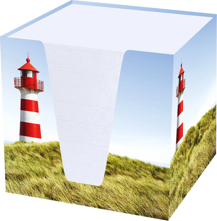 RNK-Verlag Zettelbox Leuchtturm weiß inkl. ca. 900 Notizzettel weiß