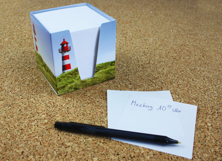 RNK-Verlag Zettelbox Leuchtturm weiß inkl. ca. 900 Notizzettel weiß